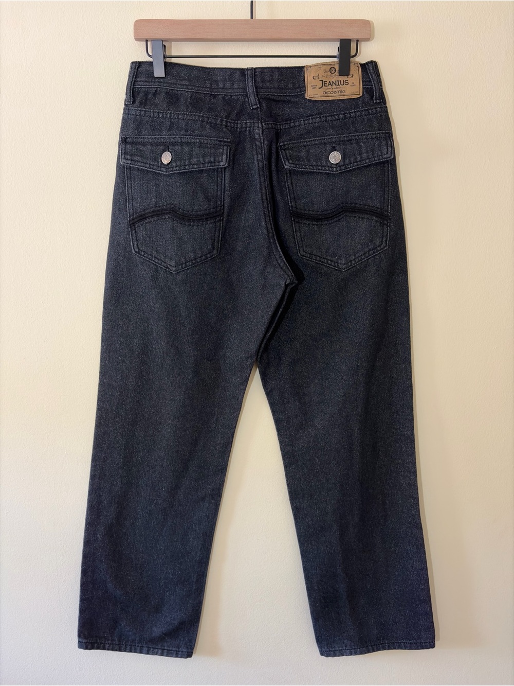 Y2K Akademiks Jeanius Black Embroidered Jeans 32x32
